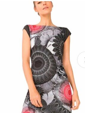 Desigual Same‎ Mandala Print Shift Dress Abstract Print Bodycon Cap sleeve sz S